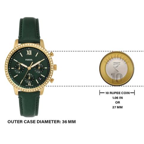 Fossil Neutra Chronograph Green Dial Green Leather Strap Watch for Women - ES5239 Buy Now By Fossil
