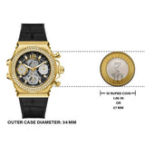 Guess Fusion Chronograph Black Dial Black Leather Strap Watch For Women - GW0553L4
