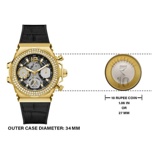 Guess Fusion Chronograph Black Dial Black Leather Strap Watch For Women - GW0553L4