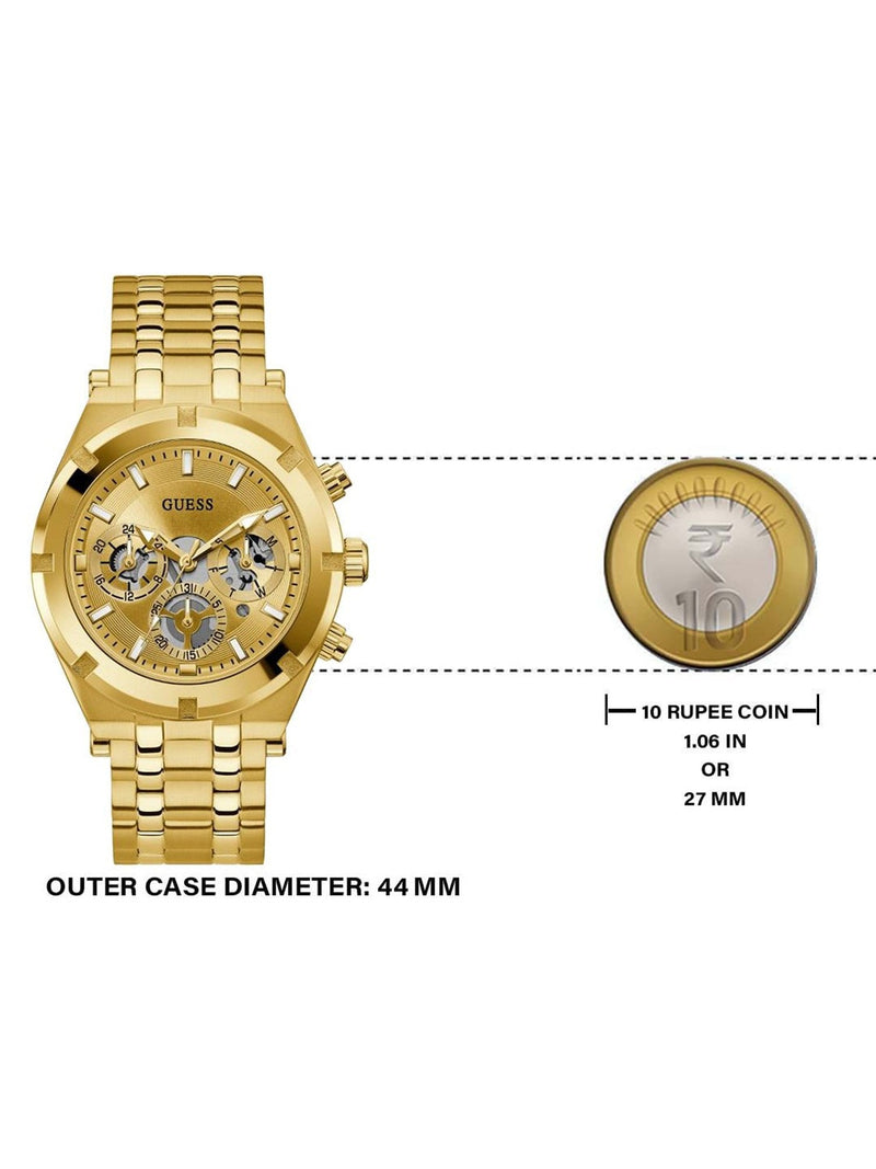 Shop Guess Continental Diamonds Gold Dial Gold Steel Strap Watch for Men - GW0261G2 in USA