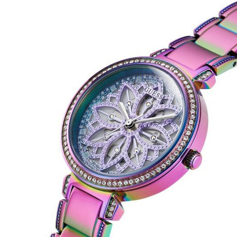 Shop Guess Lily Analog Purple Dial Purple Steel Strap Watch For Women - GW0528L4 in USA