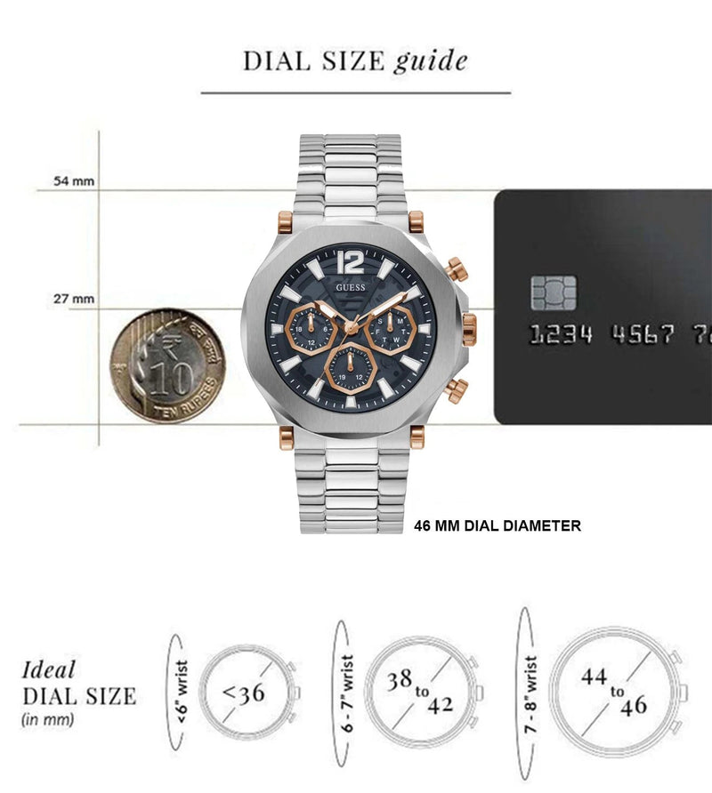 Guess Edge Chronograph Black Dial Silver Steel Strap Watch For Men - GW0539G1
