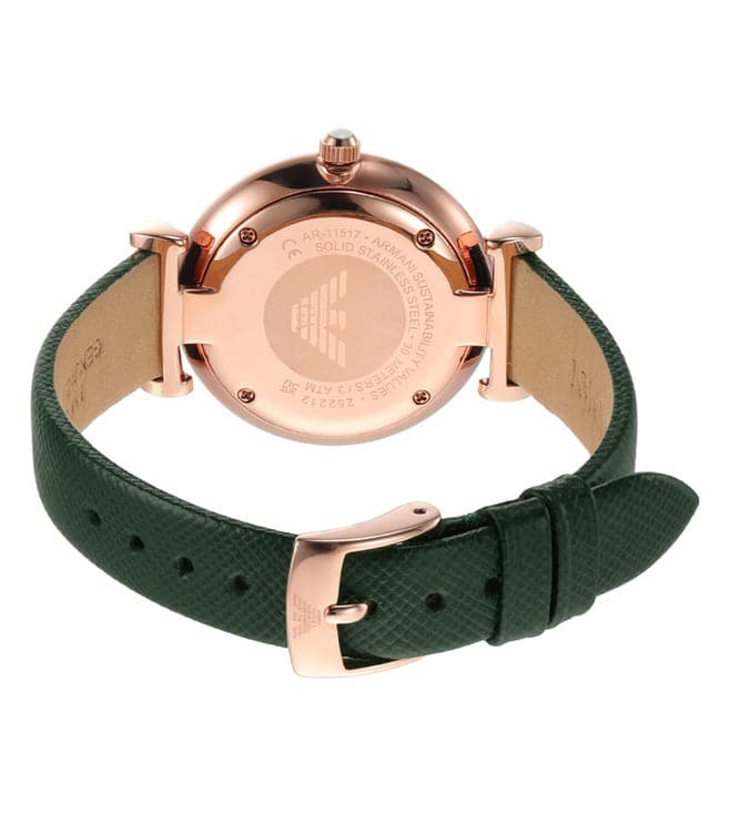 Emporio Armani Pro Planet Analog Silver Dial Green Leather Strap Watch For Women - AR11517 Buy Now By Emporio Armani