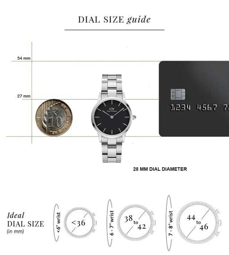 Daniel Wellington Iconic Link Black Dial Silver Steel Strap Watch for Women - DW00100204 Buy Now By Daniel Wellington