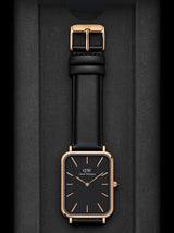 Daniel Wellington Quadro Black Dial Black Leather Strap Watch For Women - DW00100449 Buy Now By Daniel Wellington
