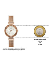 Guess Monroe Silver Dial Rose Gold Steel Strap Watch For Women - W1152L3
