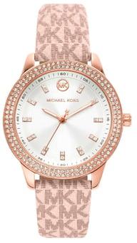 Shop Michael Kors Tibby Silver Dial Pink Leather Strap Watch for Women - MK1050 in USA