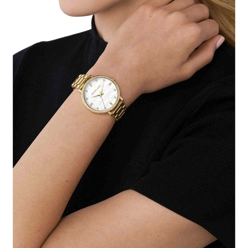 Michael Kors Pyper Three Hand White Dial Gold Steel Strap Watch For Women - MK4666 Buy Now By Michael Kors