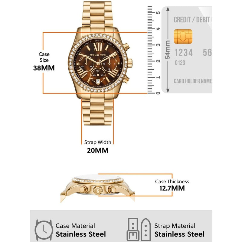 Michael Kors Lexington Chronograph Brown Dial Gold Steel Strap Watch For Women - MK7276 Buy Now By Michael Kors