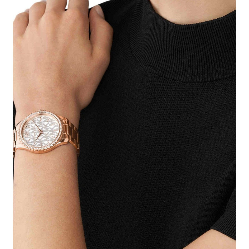 Michael Kors Layton Three Hand Silver Dial Rose Gold Steel Strap Watch For Women - MK7297 Buy Now By Michael Kors
