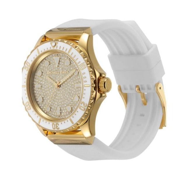Michael Kors Everest Analog Gold Dial White Silicone Strap Watch For Women - MK7357 Buy Now By Michael Kors