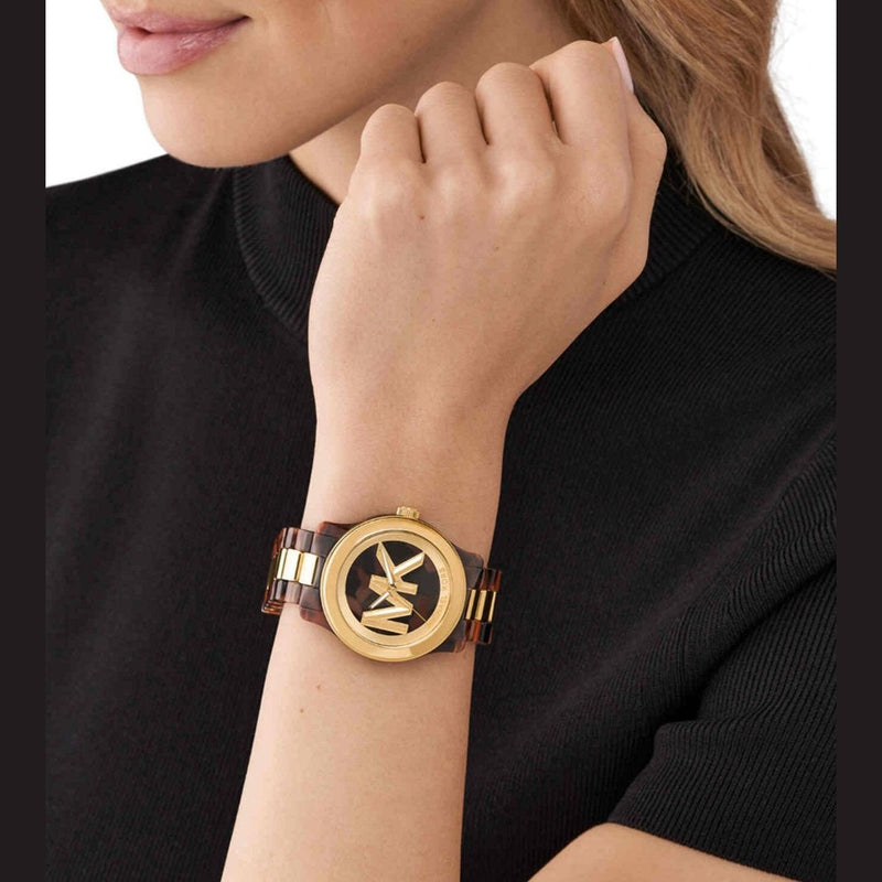 Michael Kors Runway Three-Hand Brown Dial Two Tone Steel Strap Watch for Women - MK7354 Buy Now By Michael Kors