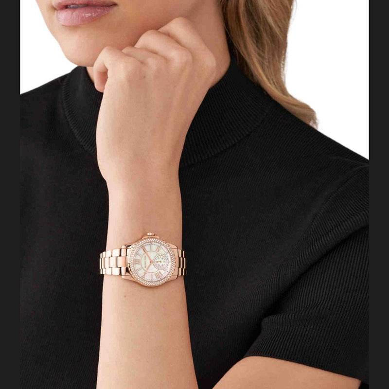 Michael Kors Camille Quartz Mother of Pearl White Dial Rose Gold Steel Strap Watch For Women - MK7364 Buy Now By Michael Kors