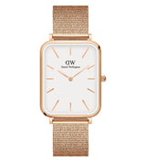 Daniel Wellington Quadro Pressed Melrose White Dial Rose Gold Mesh Strap Watch For Women - DW00100465 Buy Now By Daniel Wellington