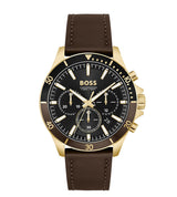 Hugo Boss Troper Chronograph Black Dial Brown Leather Strap Watch For Men - 1514100 Buy Now By Hugo Boss