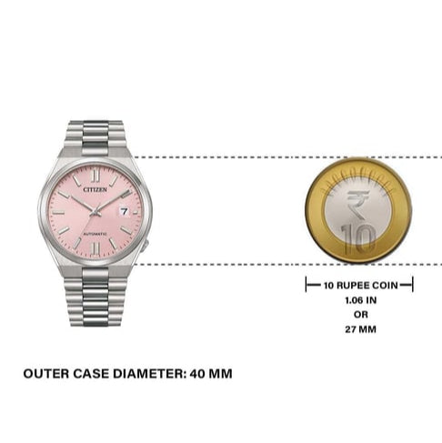 Citizen x Pantone Automatic Dreamy Pink Dial Silver Steel Strap Watch For Men - NJ0158-89X