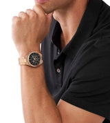 Michael Kors Lennox Chronograph Black Dial Rose Gold Steel Strap Watch For Men - MK9119 Buy Now By Michael Kors