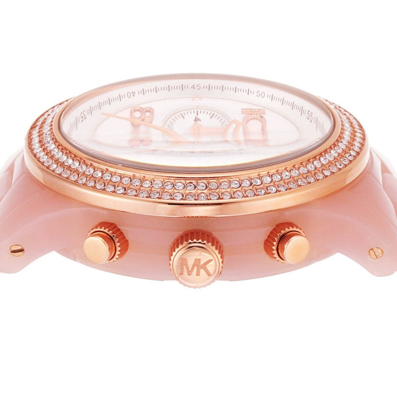 Michael Kors Runway Chronograph White Dial Pink Steel Strap Watch for Women - MK7424 Buy Now By Michael Kors