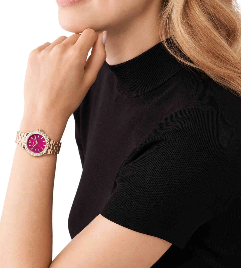 Michael Kors Lennox Analog Pink Dial Rose Gold Steel Strap Watch For Women - MK7396 Buy Now By Michael Kors