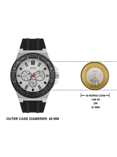 Guess Force Analog Quartz White Dial Black Rubber Strap Watch For Men - W0674G3 Buy Now By Guess
