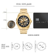 Fossil Bronson Automatic Skeleton Black Dial Gold Steel Strap Watch for Men - ME3257 Buy Now By Fossil
