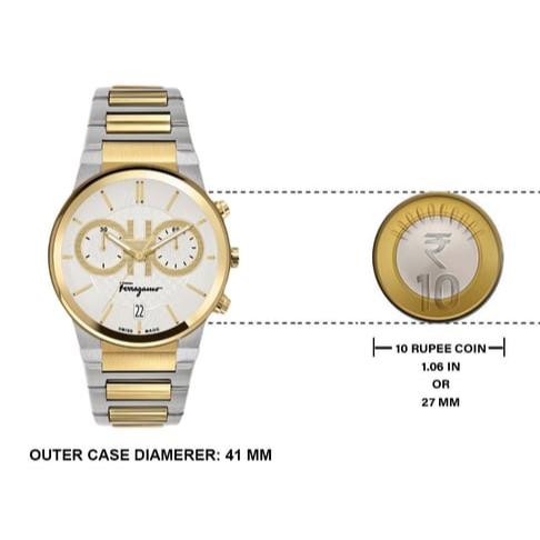 Shop Salvatore Ferragamo F-80 Classic White Dial Two Tone Steel Strap Watch for Men - SFME00821 in USA