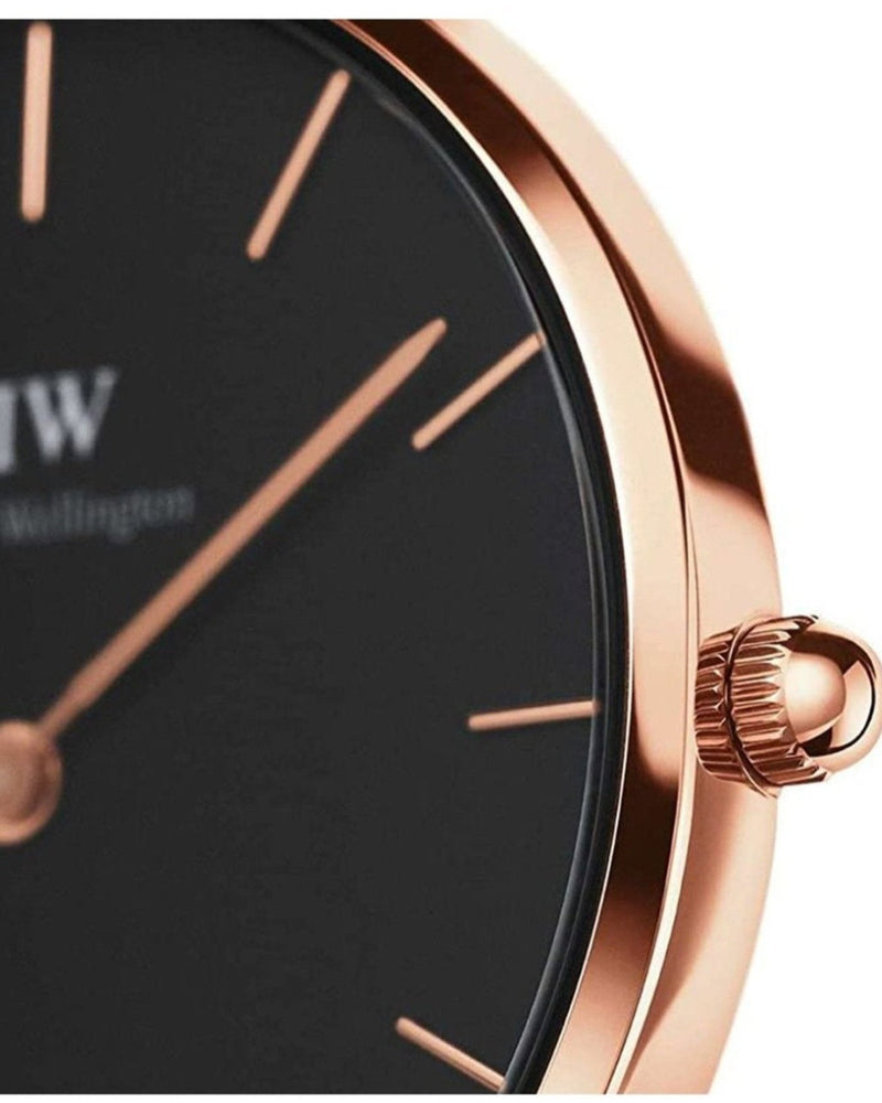 Daniel Wellington Petite Melrose Black Dial Rose Gold Mesh Strap Watch For Women - DW00100303 Buy Now By Daniel Wellington