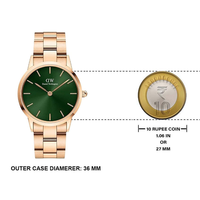 Daniel Wellington Iconic Link Emerald Green Dial Rose Gold Steel Strap Watch For Women - DW00100419 Buy Now By Daniel Wellington