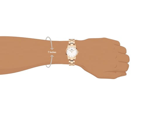 Daniel Wellington Iconic Link White Dial Rose Gold Steel Strap Watch for Women - DW00100213