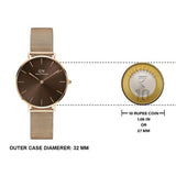 Daniel Wellington Petite Melrose Brown Dial Rose Gold Mesh Strap Watch For Women - DW00100477 Buy Now By Daniel Wellington