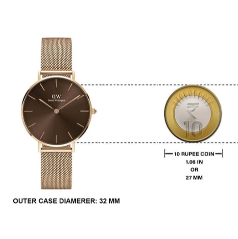 Daniel Wellington Petite Melrose Brown Dial Rose Gold Mesh Strap Watch For Women - DW00100477 Buy Now By Daniel Wellington