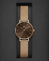 Daniel Wellington Petite Amber Brown Dial Gold Mesh Strap Watch For Women - DW00100476 Buy Now By Daniel Wellington