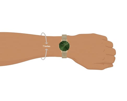Daniel Wellington Petite Emerald Green Dial Gold Mesh Strap Watch For Women - DW00100480
