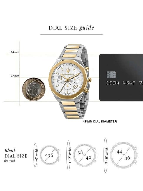 Maserati Stile Chronograph White Dial Two Tone Steel Strap Watch For Men - R8873642009 Buy Now By Maserati