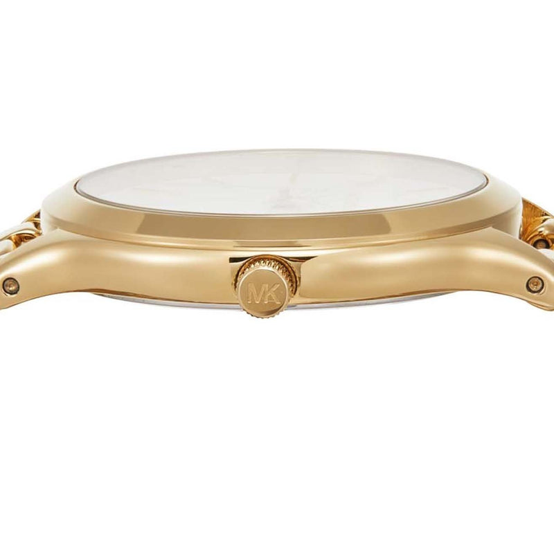 Michael Kors Runway Three-Hand White Dial Gold Steel Strap Watch for Women - MK7472 Buy Now By Michael Kors