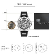 Guess King Quartz Crystals Silver Dial Black Silicone Strap Watch For Men - GW0537G1 Buy Now By Guess