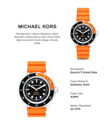 Michael Kors Maritime Three-Hand Analog Black Dial Orange Silicone Strap Watch for Men - MK9157 Buy Now By Michael Kors