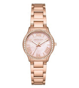Michael Kors Sage Three-Hand Crystals Mother of Pearl Dial Rose Gold Steel Strap Watch for Women - MK4823 Buy Now By Michael Kors