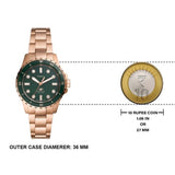 Fossil Blue Dive Three Hand Green Dial Rose Gold Steel Strap Watch For Women - ES5371 Buy Now By Fossil