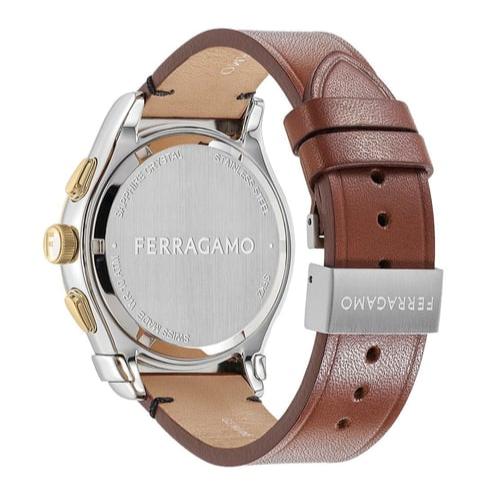 Shop Salvatore Ferragamo 1927 Chrono Analog Black Dial Brown Leather Strap Watch for Men - SFKZ00323 in USA
