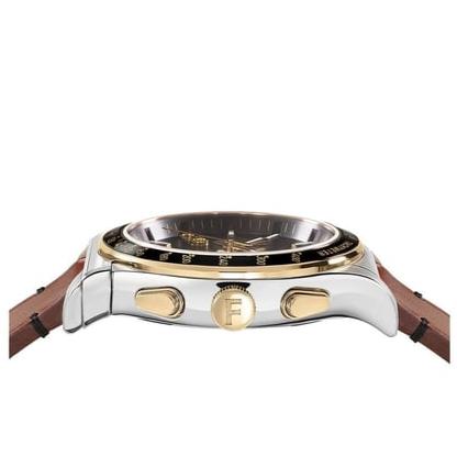 Shop Salvatore Ferragamo 1927 Chrono Analog Black Dial Brown Leather Strap Watch for Men - SFKZ00323 in USA