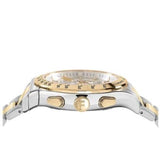 Shop Salvatore Ferragamo 1927 Chrono Silver Dial Two Tone Steel Strap Watch for Men - SFKZ00523 in USA