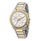 Maserati Stile Chronograph White Dial Two Tone Steel Strap Watch For Men - R8873642009 Buy Now By Maserati