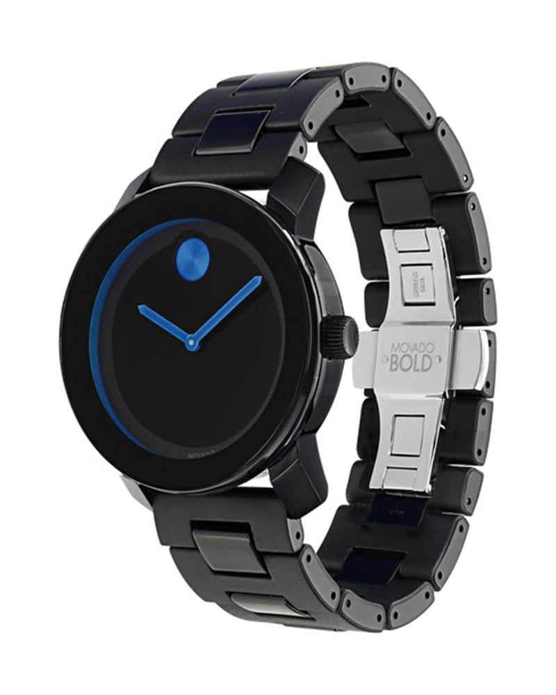 Shop Movado Bold TR90 Black Dial Black Steel Strap Watch for Men - 3600099 in USA