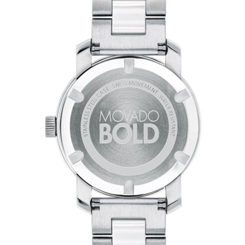 Shop Movado Bold Ceramic Silver Dial Silver Steel Strap Watch for Women - 3600638 in USA