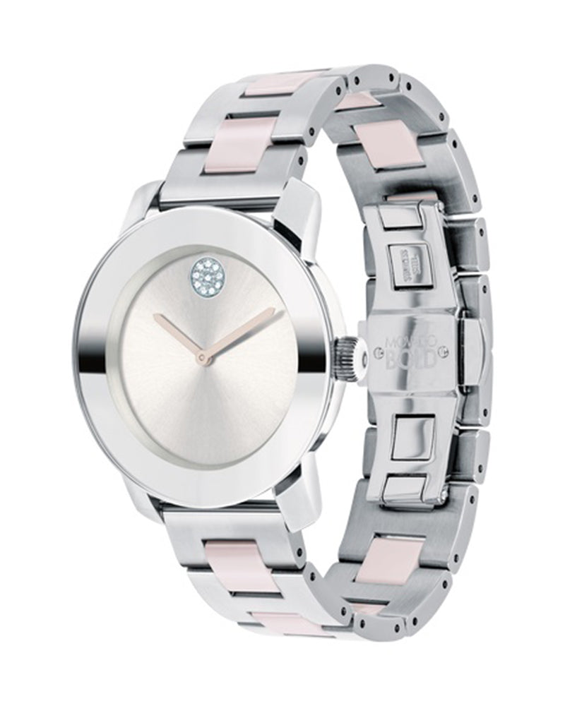 Shop Movado Bold Silver Dial Two Tone Steel Strap Watch for Women - 3600702 in USA