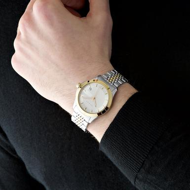 Gucci G Timeless Silver Dial Two Tone Steel Strap Watch For Men - YA126409 Buy Now By Gucci