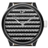 Marc Jacobs Lidia Stripe Glitz Black Dial Black Leather Strap Watch for Women - MBM1166 Buy Now By Marc Jacobs