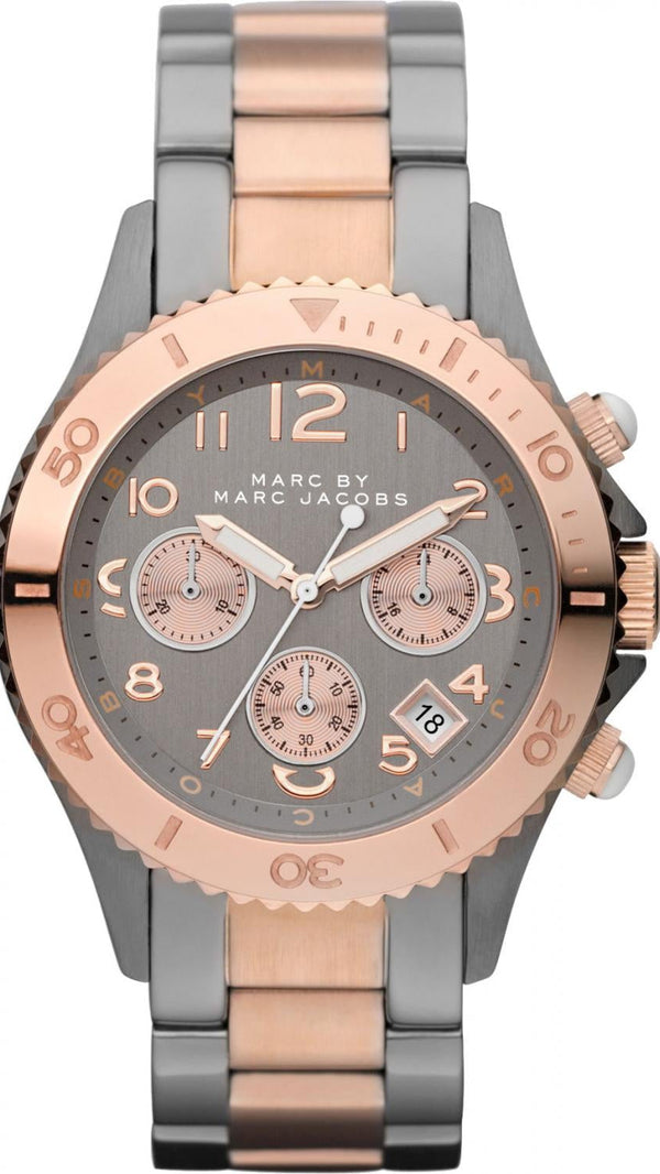 Shop Marc Jacobs Marc Chronograph Grey Dial Two Tone Steel Strap Watch for Men - MBM3157 in USA