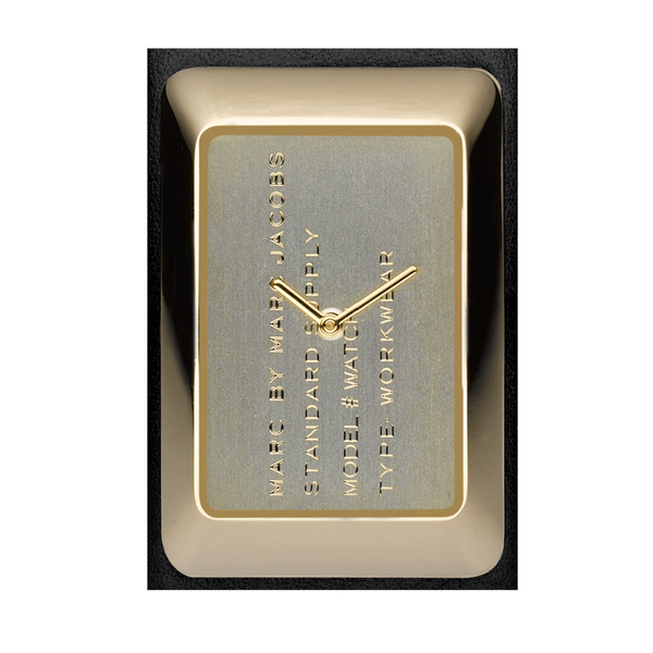 Shop Marc Jacobs Champagne Dial Black Leather Strap Watch for Women - MBM2047 in USA